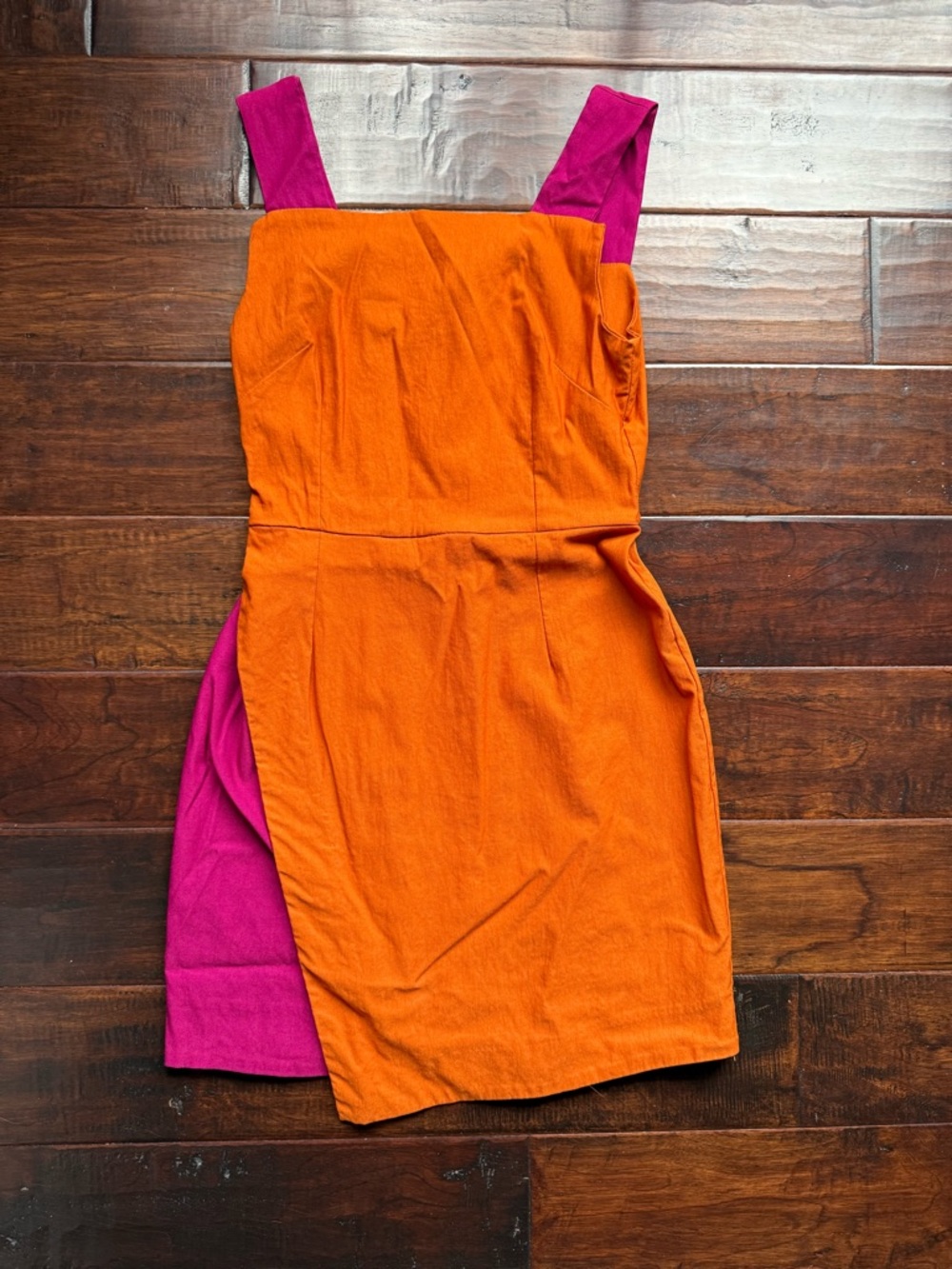 Bold Colorblock Midi Dress Vesper Orange Pink Bodycon Occasion Dress